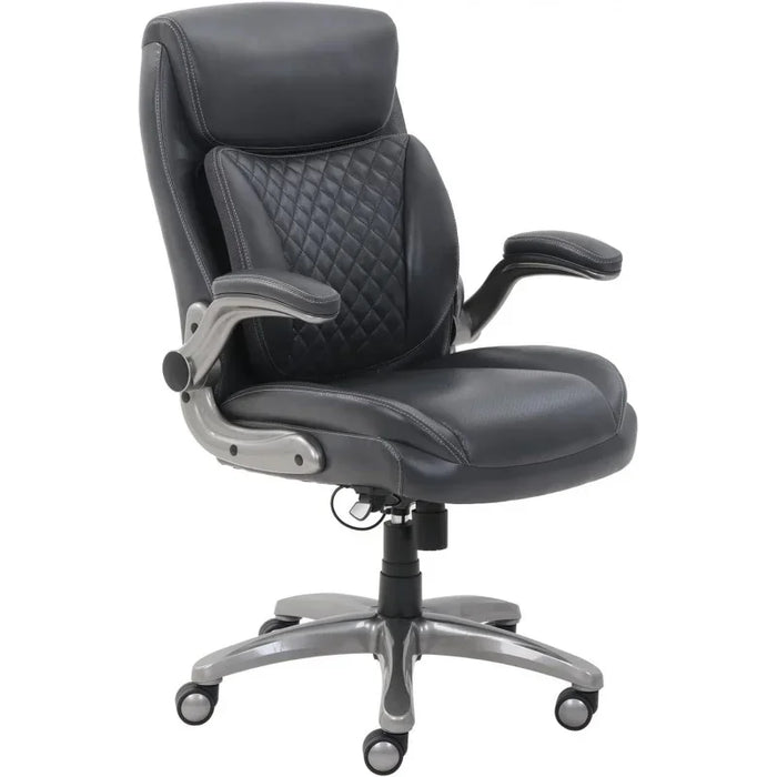 Basics Ergonomic Executive Office Desk Chair with Flip-up Armrests, Adjustable Height, Tilt and Lumbar Support, 29.5"D x