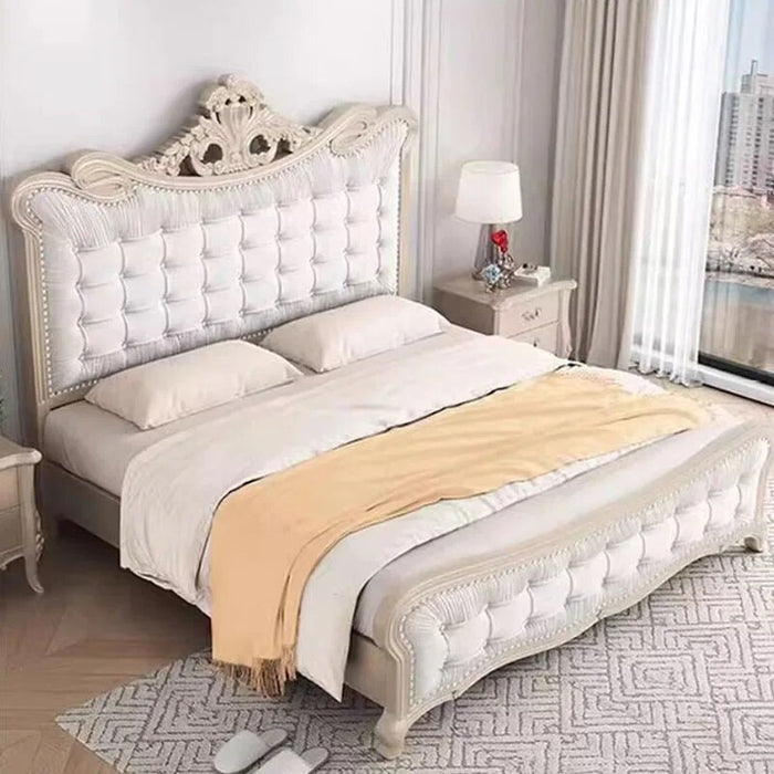 High End Villa Double Bed Designer Modern Whitr Full Size Twin Bed Frame Platform Safe Castle Cama De Casal Nordic Furniture
