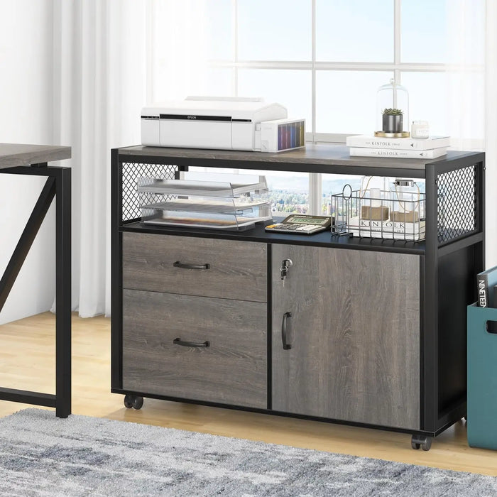 Tribesigns Office Desk with Cabinet Drawers, 55 inches Executive Desk,L Shaped Computer Desk with Storage Shelves and Mobile