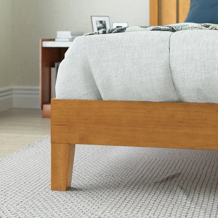 Zinus Alexia Deluxe Wood Platform Bed Frame with Headboard, Rustic Pine, Queen bed  bedroom furniture