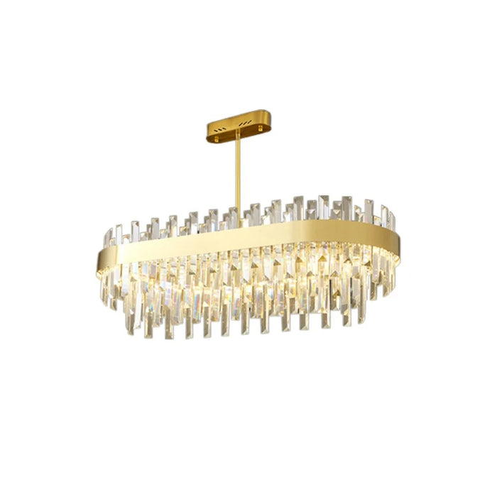 Modern Luxury Crystal Chandelier Gold Light Living Room LED Lamp Simple Household Round/Rectangular Dining Decorative