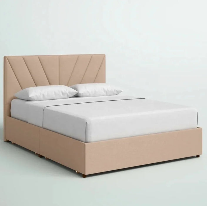 Bedroom Furniture Linen Fabric Up-holstered Lit Complet Double Size Wooden Drawer Storage Bed Frame