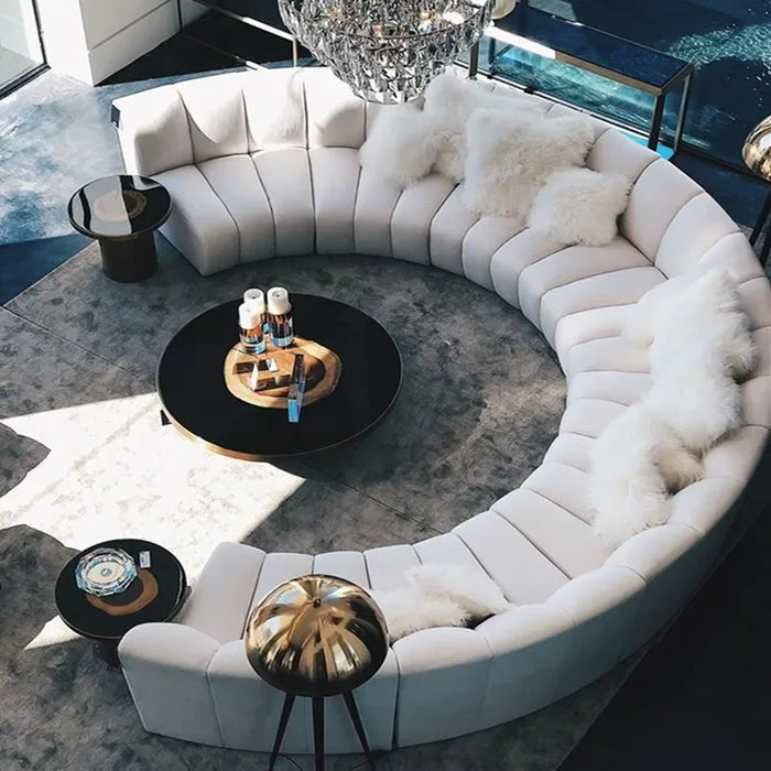 Customized Italian Light Luxury Villa Large Curved Living Room Ins Wind Net Red Designer Creative Fashion Lambswool Fabric Sofa