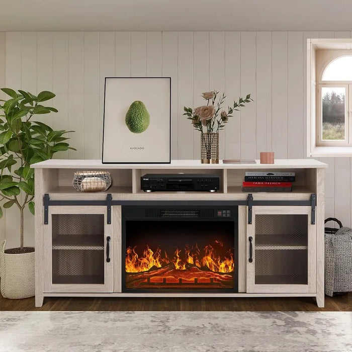 TV Stand for TVs up to 65" with Electric Fireplace Included,Media Storage Television Console for Living Room (Black)