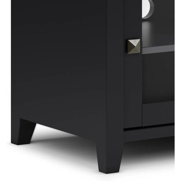 SOLID WOOD 48 Inch Wide Contemporary TV Media Stand in Black for TVs up to 55 Inch, For the Living Room and Entertainment Center