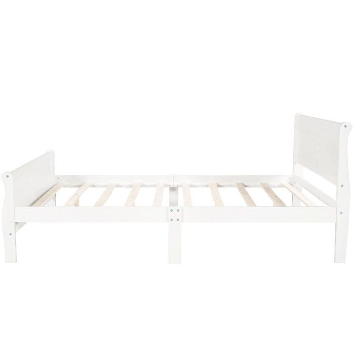 Wood Platform Bed with Headboard and Wooden Slat Support