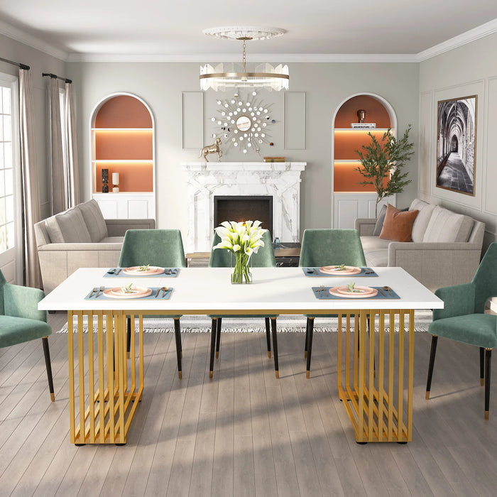 Tribesigns 70.9" Modern Office Desk,Wooden Computer Desk,Executive Desk with Gold Metal Legs, Large Workstation Home Office