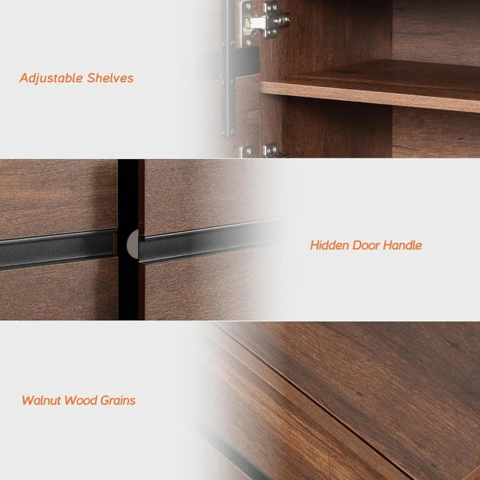 Modern TV Stand for TVs Up To 75 Inch, 2 in 1 Entertainment Center TV Console with Storage Cabinets and Metal Base,Media Console