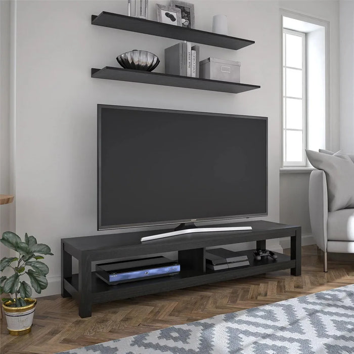 TV Stand for TVs up to 65", Black Oak tv stand living room furniture