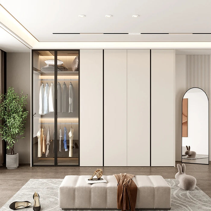 wardrobe with top-notch modern minimalist furniture, home bedroom, all solid wood, customized sliding door, storage