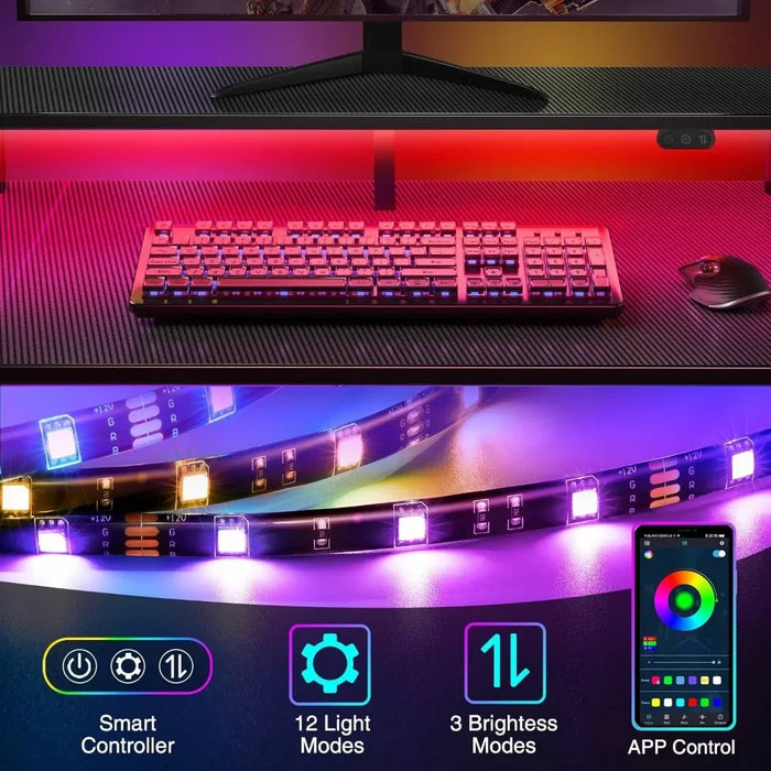Tv Table for Laptop Bed 50” Reversible Computer Desk With Storage Shelf & Monitor Stand With Headphone Hook Bureau Gaming Chair