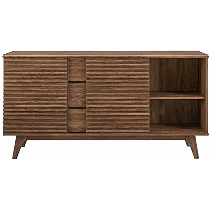 Modway Render 63" Mid-Century Modern Sideboard Buffet Table or TV Stand in Walnut
