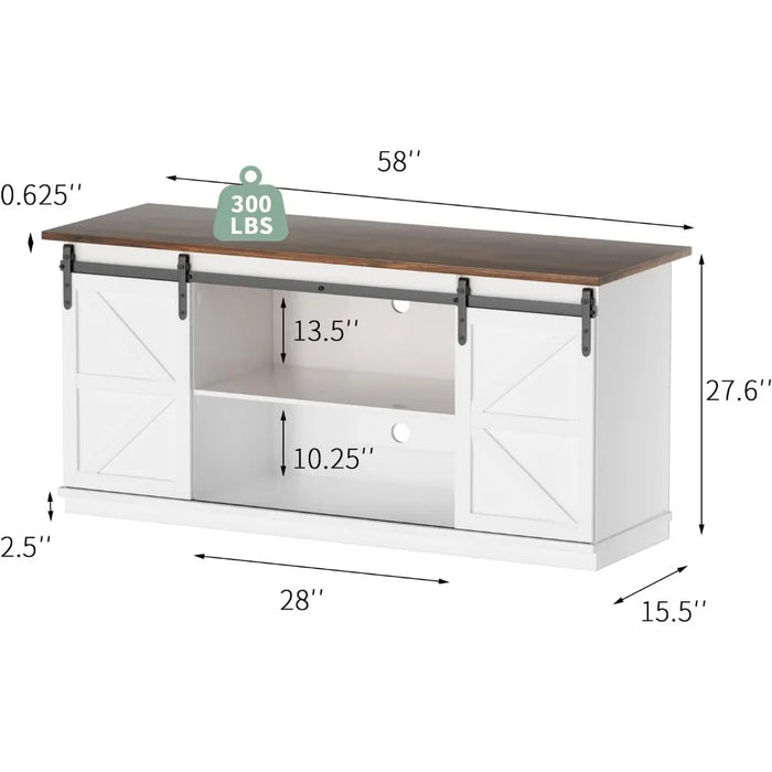 58 Inch Living Room Furniture for Tv Stands Farmhouse TV Stand and Entertainment Center for Televisions Up to 65 Inchs Home