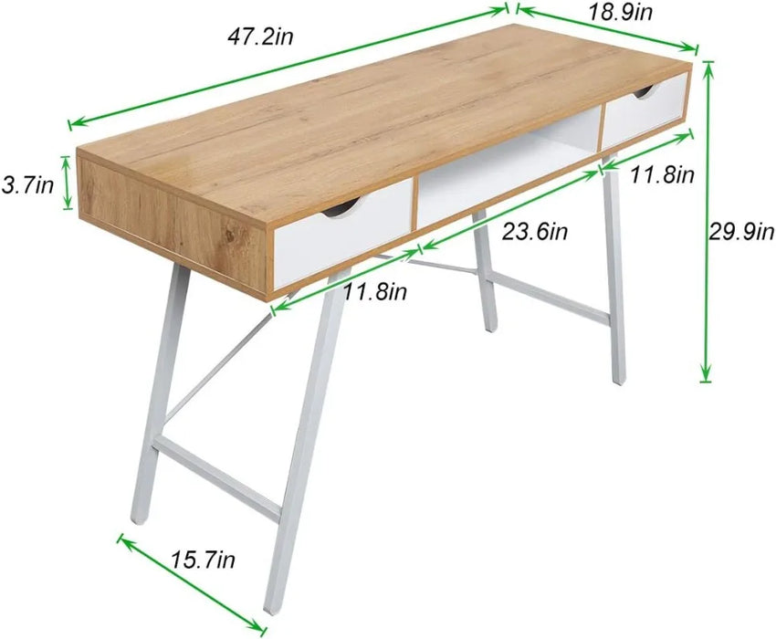 Computer Desk with Storage Desk Drawer Dressing Table,Writing Table Modern Desk with 2 Drawers, Makeup  Table