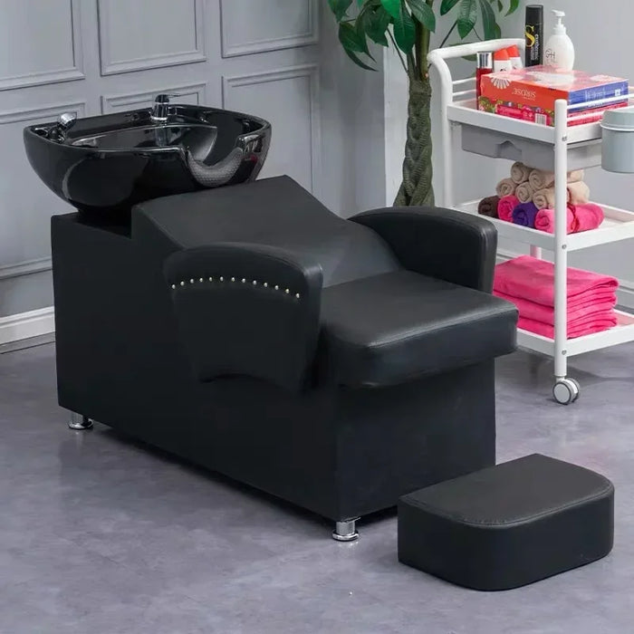 Lie Hairdressing Shampoo Chairs Pottery Pot Half Lying Dedicated Hair Salon Shampoo Chairs Lavacabezas Beauty Furniture QF50SC