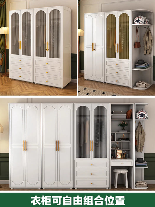 Solid wood wardrobe, bedroom, household storage, small wardrobe