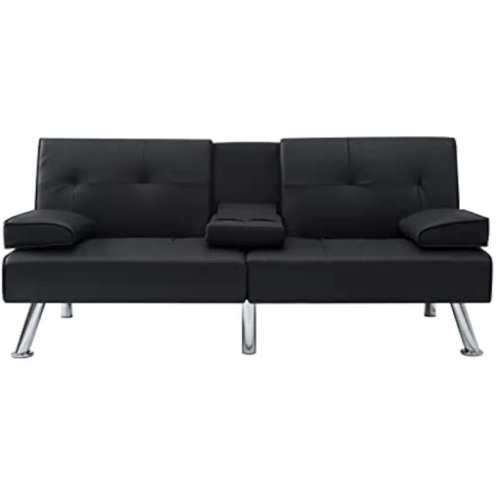 Leather Futon Sofa Convertible Sleeper Couch Bed Daybed, Folding Recliner ,3 Angles for Living Room Furniture Sets