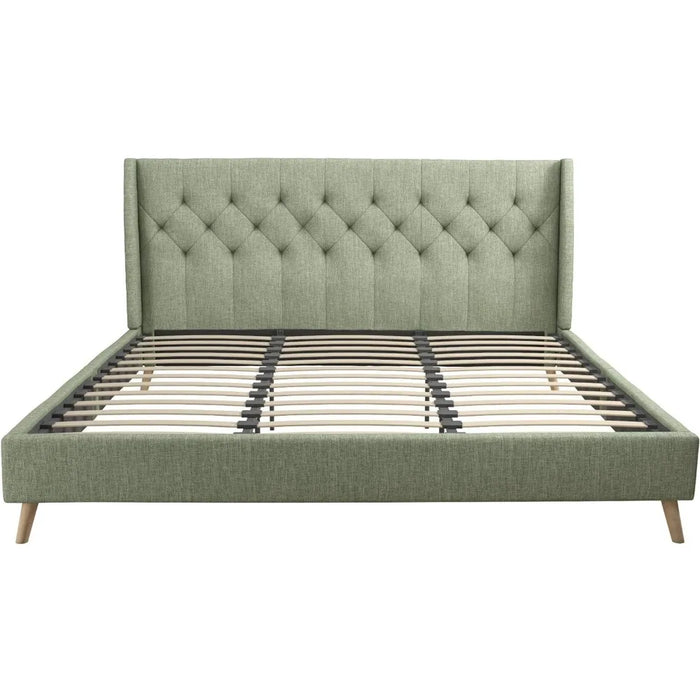 Novogratz Her Majesty Bed, King, Light Green Linen
