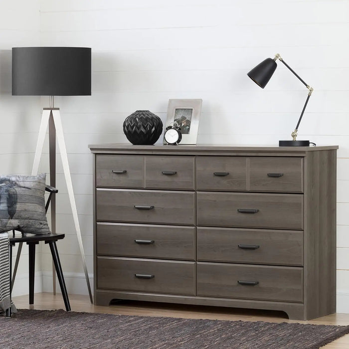 Versa 8-Drawer Freestanding Double Dresser Gray Maple, Traditional Wood Multi-functional Dresser
