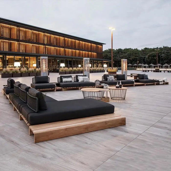 2022 Outdoor Sofa Courtyard Rattan Villa Solid Wood Furniture Hotel Model Room Terrace Leisure Garden Rain And Sun Protection