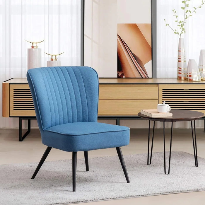 Modern  Accent Chair Set of 2 Living Room Chairs, Armless Slipper Reception Club Chair Guest Couch Comfy Wingback Single Sofa