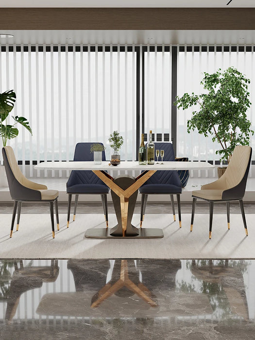 Italian luxury natural super crystal table chair combination marble rectangular table simple modern