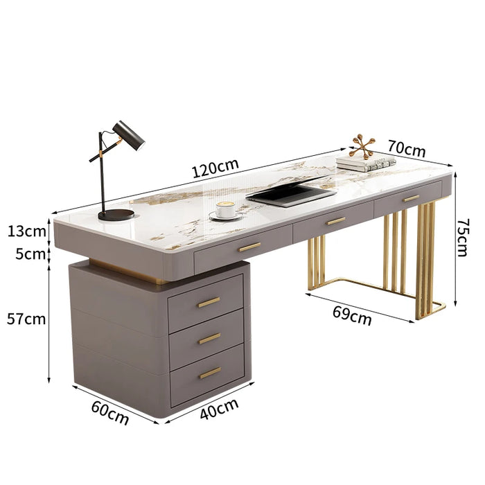 Light Luxury Rock Board Desk Modern Computer Desktop Desk Simple Boss Office Minimalist Furniture Work Desk Bedroom Writing