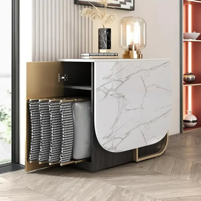 Light Luxury Folding Dining Table And Chair Combination Post-Modern Simple And Multifunctional Small Household Rock Board Table