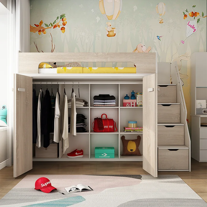 Tommy Niqi Wardrobe and bed integrated small apartment children's multi-functional combination bed space saving boy and girl