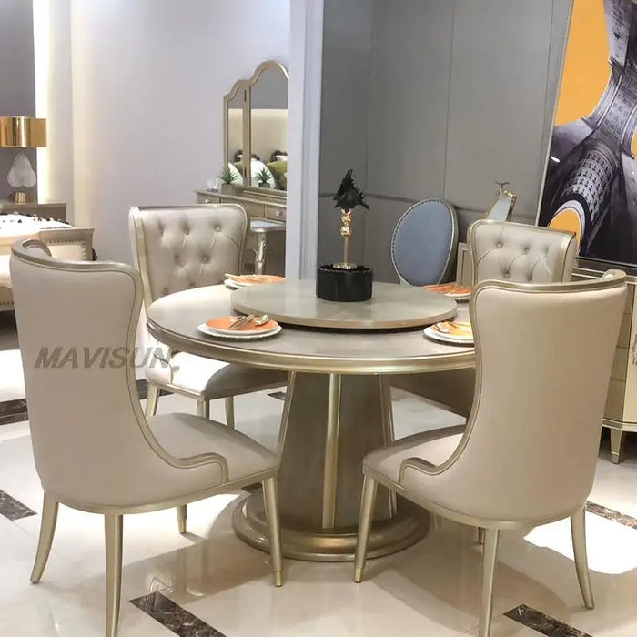 European Style Light Luxury Solid Wood Small Apartment Dining Table And Chair Combination Modern Family Restaurant Furniture
