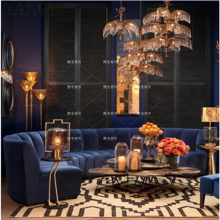Customized: Custom Nordic semi-circular arc round fan-shaped lambswool modular sofa, large shopping mall reception Internet cele