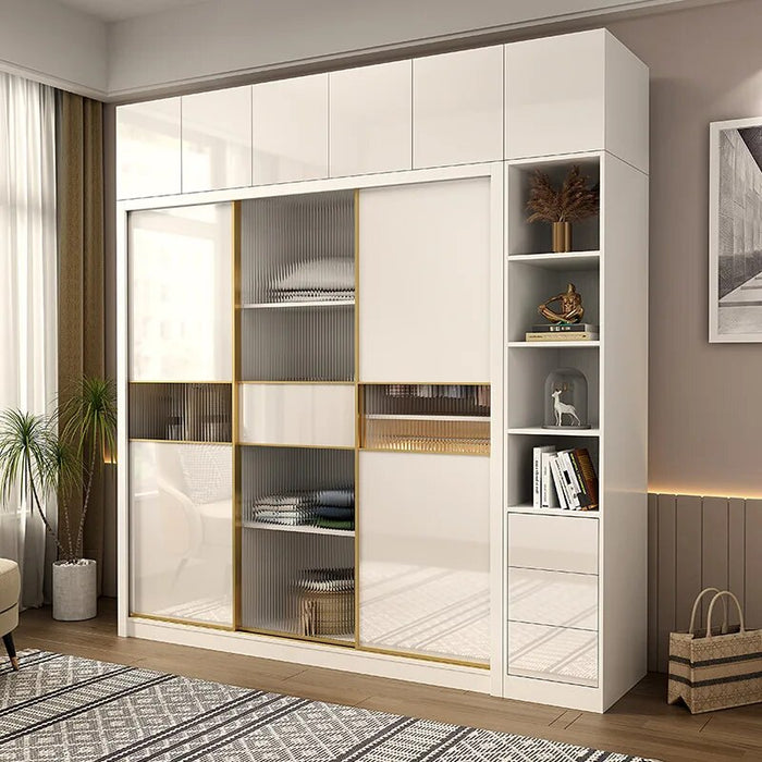 Wooden Entry Wardrobe Clothes Oganizers Simple Modern Bedroom Nordic Wardrobe White Women Sliding Door Penderie Home Furniture