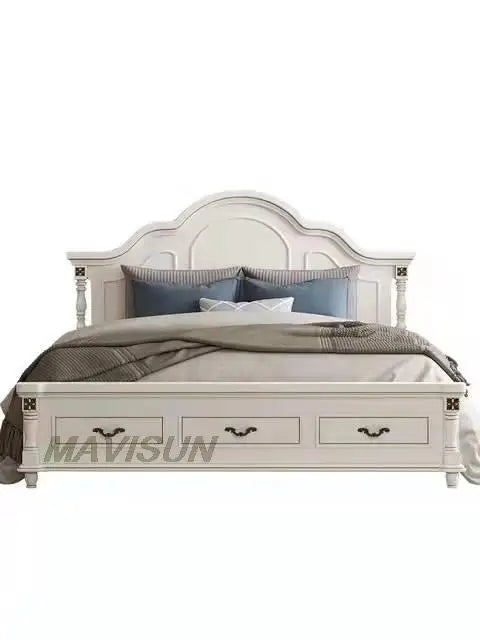 American type European type double bed master bedroom modern contracted wedding bed wood furniture princess bed 1.8 meters