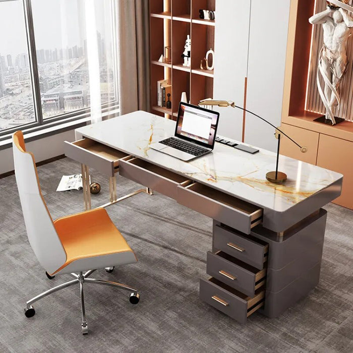 Luxury Modern Office Desk Slate Table Wood Home Write Study Computer Office Desk Italian Work Rangement Bureau Furniture QF50OD