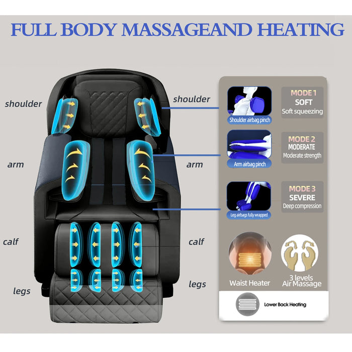 Massage Chair 3-Year Warranty Full Body and Recliner Zero Gravity Shiatsu Heat Massage Chair White Airbag pressure