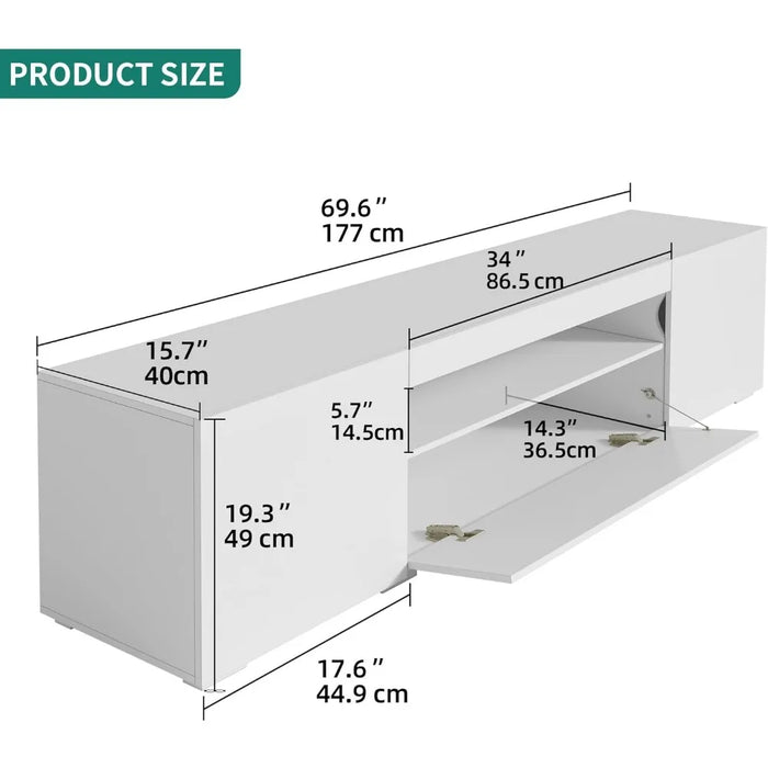 Modern LED TV Bracket ,Entertainment Center with Large Storage Drawers,High Gloss Front Wood TV Cabinet Media Console, 75 Inches