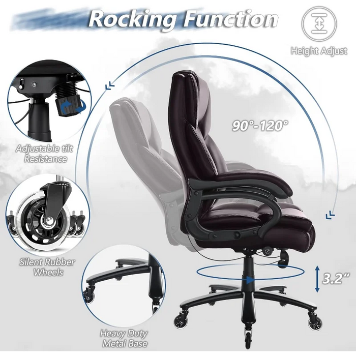 Waleaf Big and Tall Office Chair 500lbs, Adjustable Lumbar Support Executive   with High Back, Ergonomic Heavy Duty O
