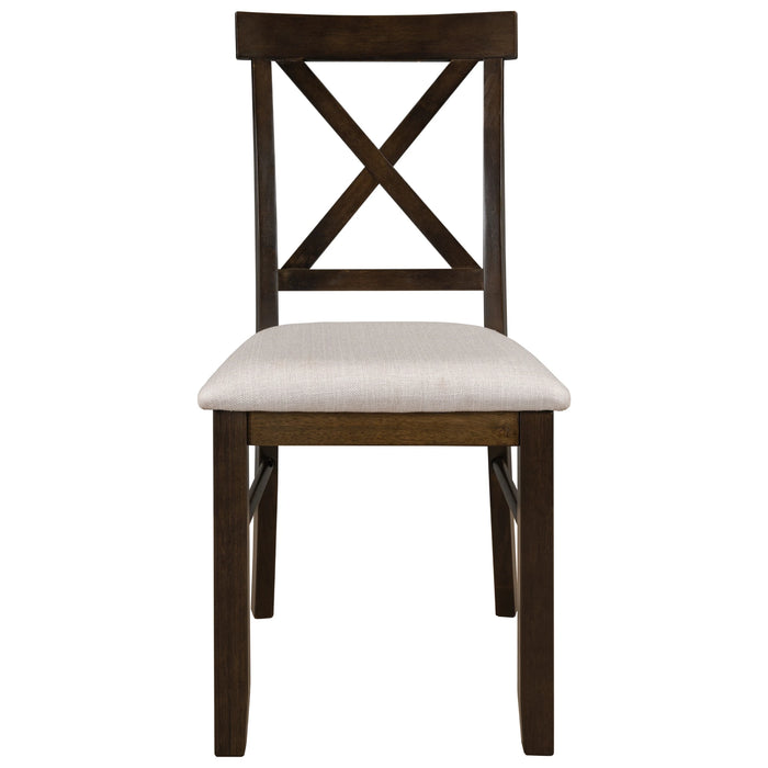 5 Pieces Farmhouse Rustic Wood Kitchen Dining Table Set with Upholstered 4 X-back Chairs for  Living Room