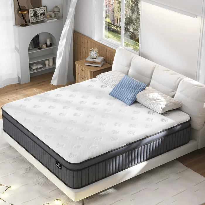 King Size Mattress - Upgrade Strengthen - 12 Inch Hybrid King Mattress in A Box, High Density Memory Foam,Firm Mattress Colchon