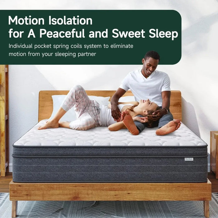 Queen Size Mattress Medium Firm Feel Mattresses Bedroom Bed 12 Inch Hybrid Queen Mattress in a Box 120-Night Trial Freight Free