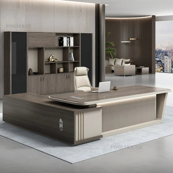 Wooden Boss Desks Chairman Manager Work Desk Simple Modern Office Furniture Office Table and Chair Combination Executive Desk K