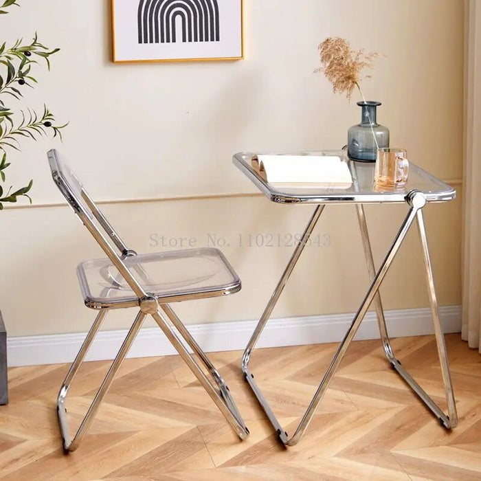 70*50cm Ins Crystal Transparent Folding Table Acrylic Side Table Coffee Table  Portable Office Study Computer Table Home Use