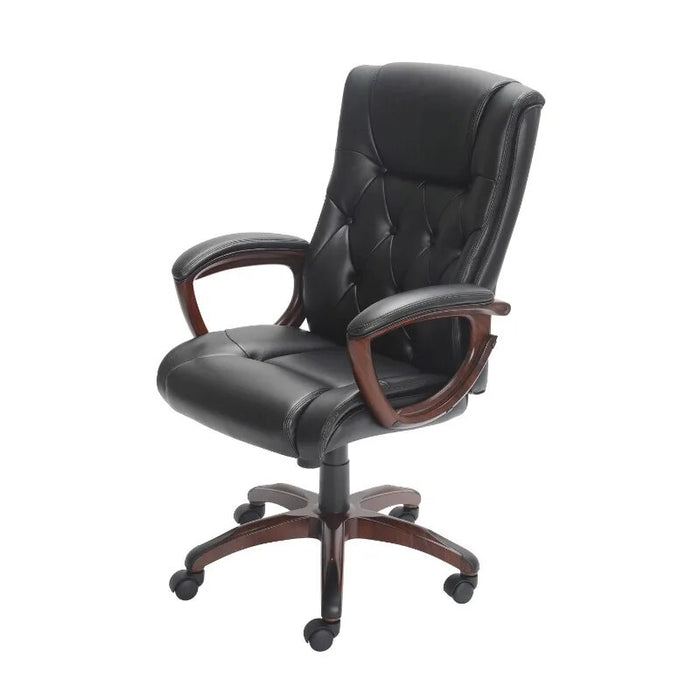 Executive, Mid-Back Manager's Office Chair with Arms, Black Bonded Leather
