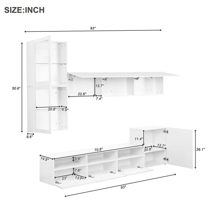 Ample Storage Space TV Stand for TVs Up to 75" , Entertainment Center with Wall Mounted Floating Storage Cabinets