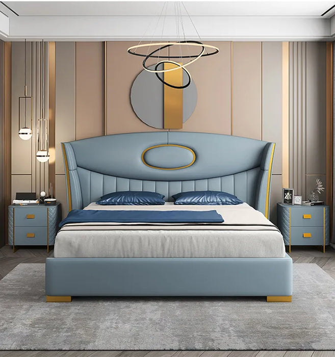 Light Luxury Bedroom Set 1.5m 1.8m Meters Soft Touch Safe Materials Suitable Comfortable Solid Wood King Bed Frames