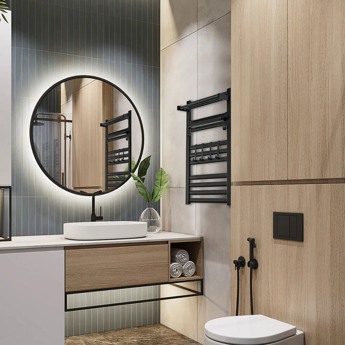 Towel Warmer Rack Bathroom Heated Towel Drying Racks Wall Mounted Stainless Steel Black Bath Towel Heater with Remote Control