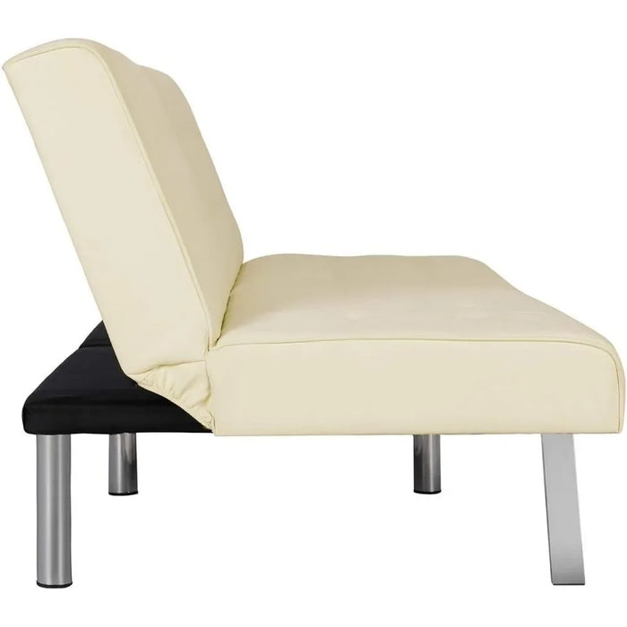 Living Room Sofas With Chrome Legs, Vanilla Faux Leather Couch Sofas