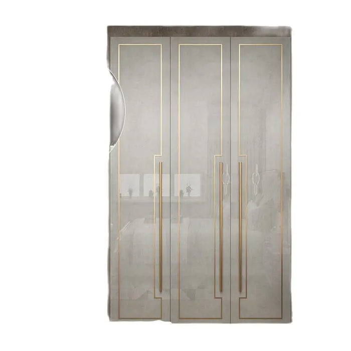 Light Luxury Flat Door Large Wardrobe Modern and Simple Home Bedroom Assembly Solid Wood Wardrobe Nordic Overall Cabinet Customi