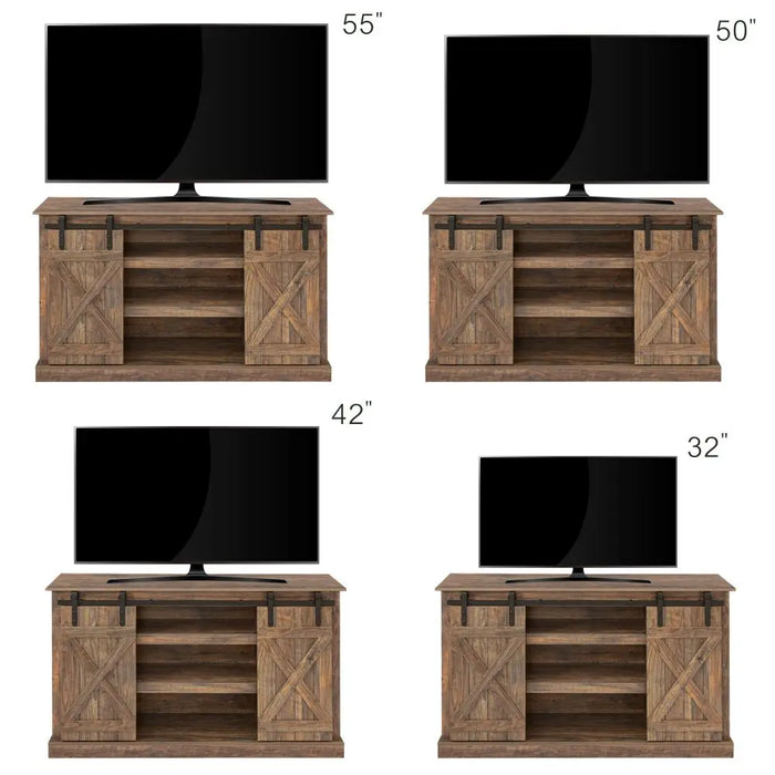 Sliding Barn Door TV Stand for TV up to 65'' Flat Screen Media Console Table Storage Cabinet Wood Entertainment Center Sturdy