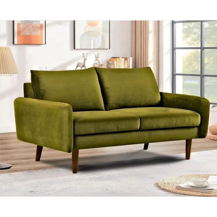 Sofa for Modern Living Rooms and Compact Spaces, Comfy 2 Seater Couch Studio Apartment Furniture with Sleek Design, Olive Green